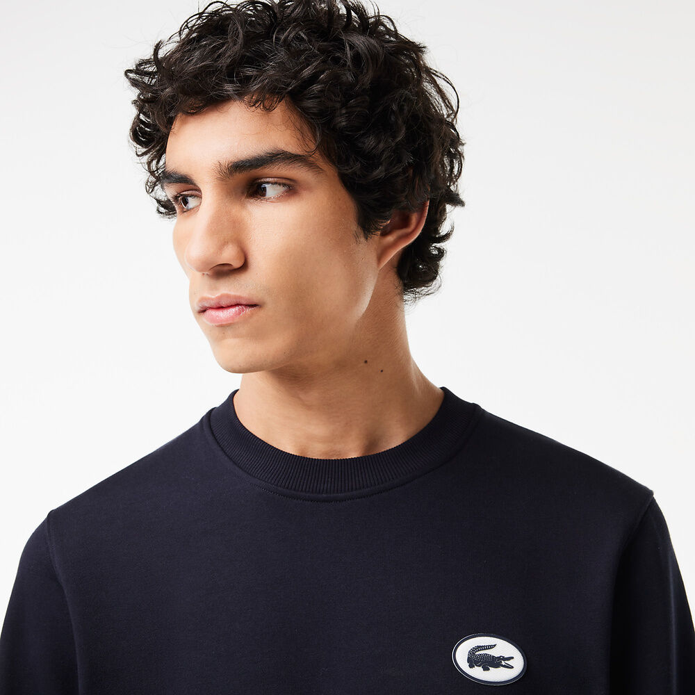 LCA-Y20 (Lacoste french iconics nb flocked fleece jogger sweatshirt navy) 1124913043