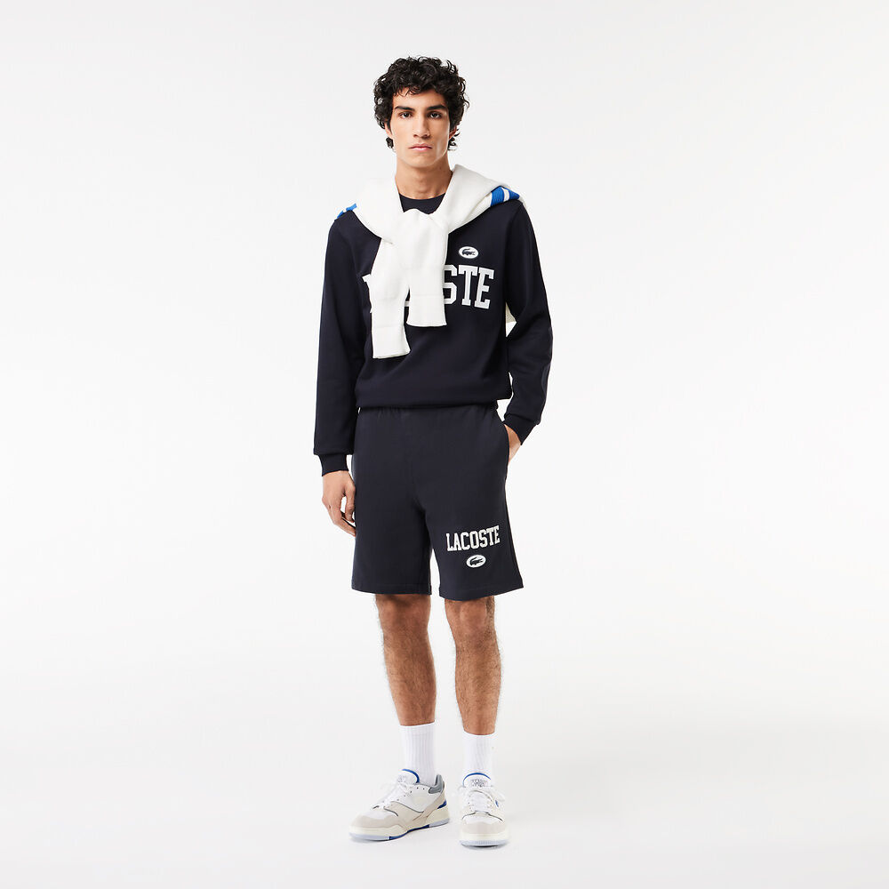 LCA-Y20 (Lacoste french iconics nb flocked fleece jogger sweatshirt navy) 1124913043