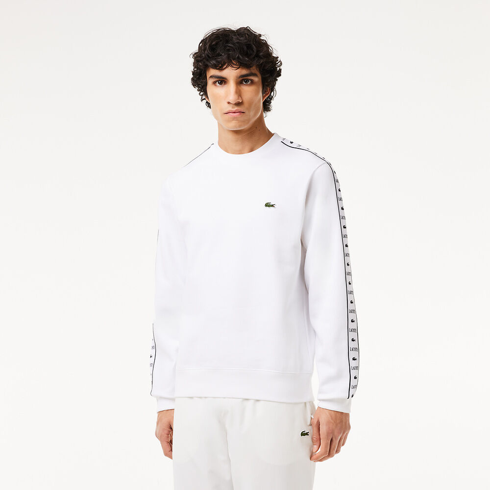 LCA-Z20 (Lacoste logo stripe jogger sweatshirt white) 1124910870