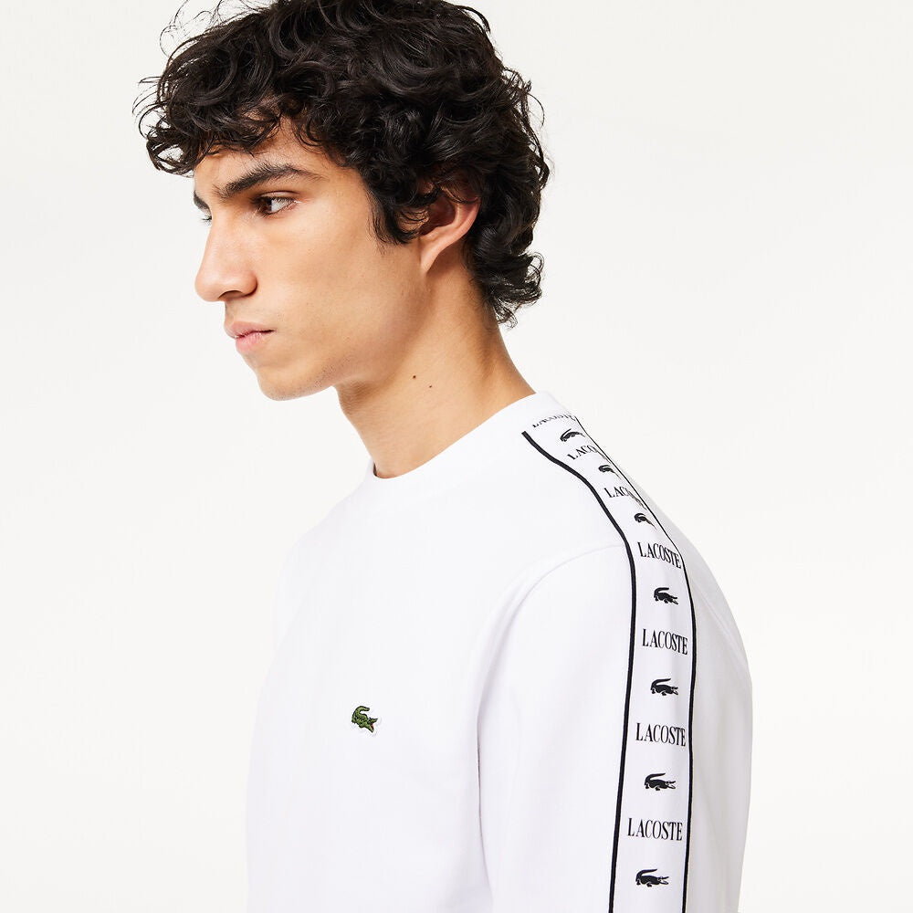 LCA-Z20 (Lacoste logo stripe jogger sweatshirt white) 1124910870