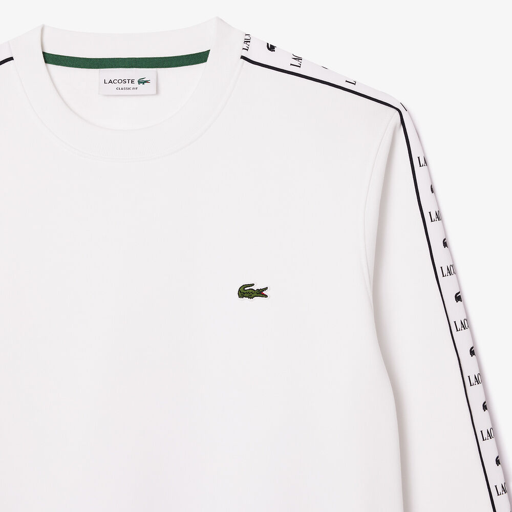 LCA-Z20 (Lacoste logo stripe jogger sweatshirt white) 1124910870