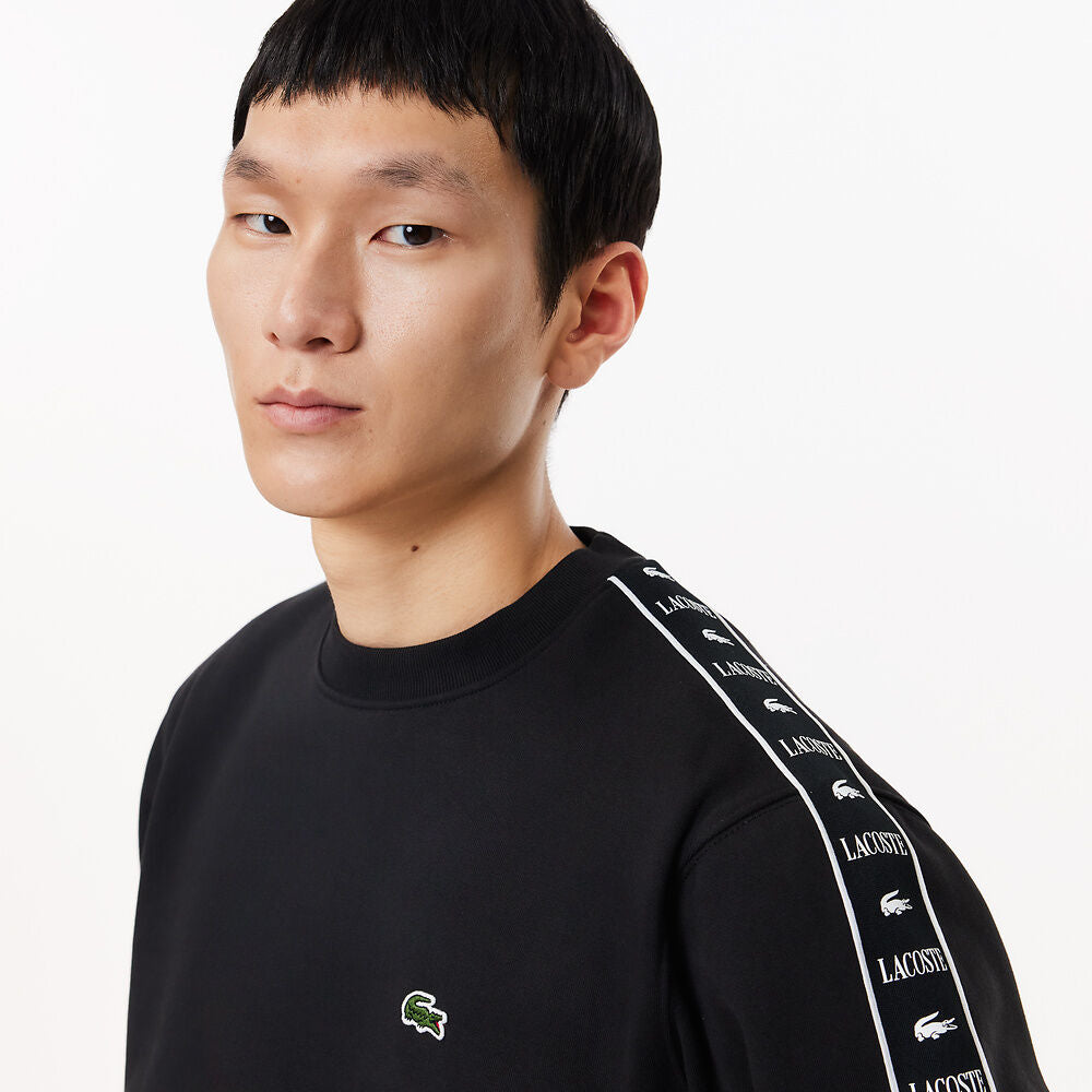 LCA-A21 (Lacoste logo stripe jogger sweatshirt black) 1124910870