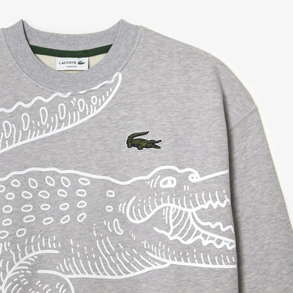 LCA-L18 (Lacoste loose fit croc print sweatshirt silver chine) 1123912391