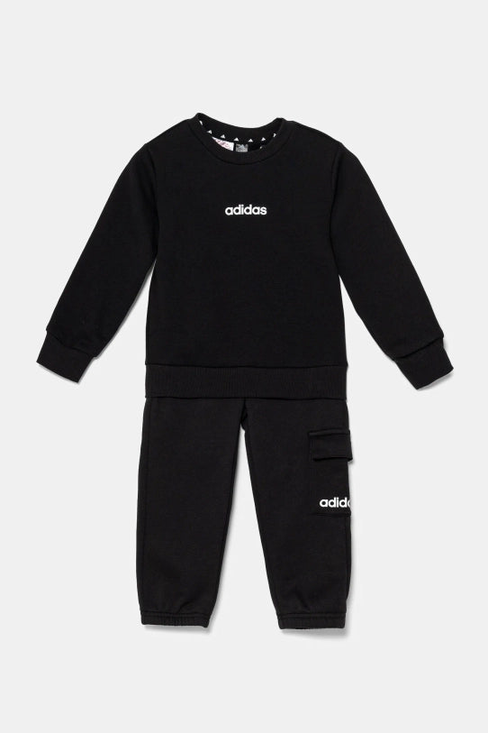 AA-U26 (Adidas essentials fleece crew & jogger set black/white) 12592646