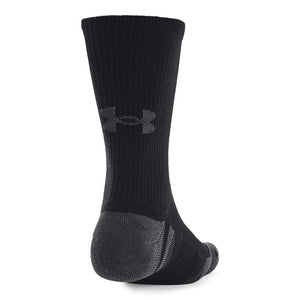 UAA-J10 (Under armour unisex performance tech 3 pack crew socks black/jet gray) 82391304
