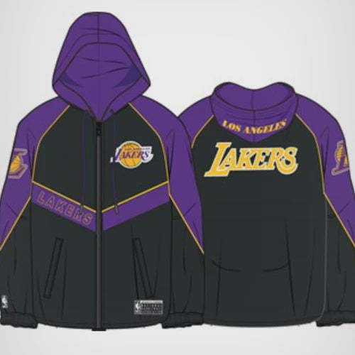 NBAA-W4 (Nba essentials barron nylon zip through anorak lakers black/purple) 42498695