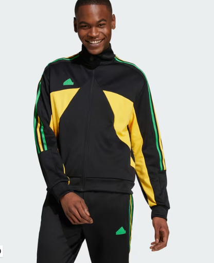 AA-N25 (Adidas house of tiro nations pack sport jacket & pants tracksuit black/vivid green/bold gold) 824911740