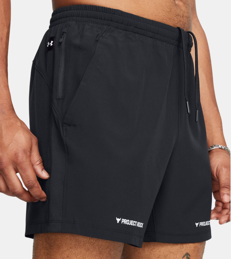 UAA-O13 (Under armour mens project rock leg day shorts black/white) 92493478