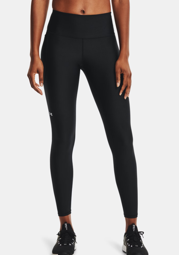 UAA-P13 (Under armour womens heat gear no-slip waistband full-length leggings black/white) 92494347