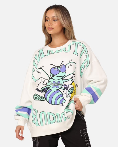 MNA-D31 (Mitchell and ness vibe fleece crew hornets vintage white) 92396956