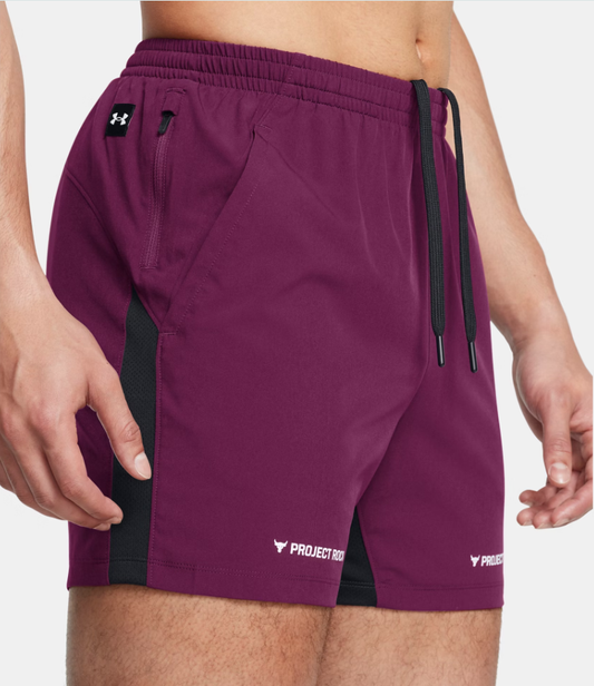 UAA-Y13 (Under armour mens project rock ultimate 5" leg day training shorts purple gemini/white) 112493478