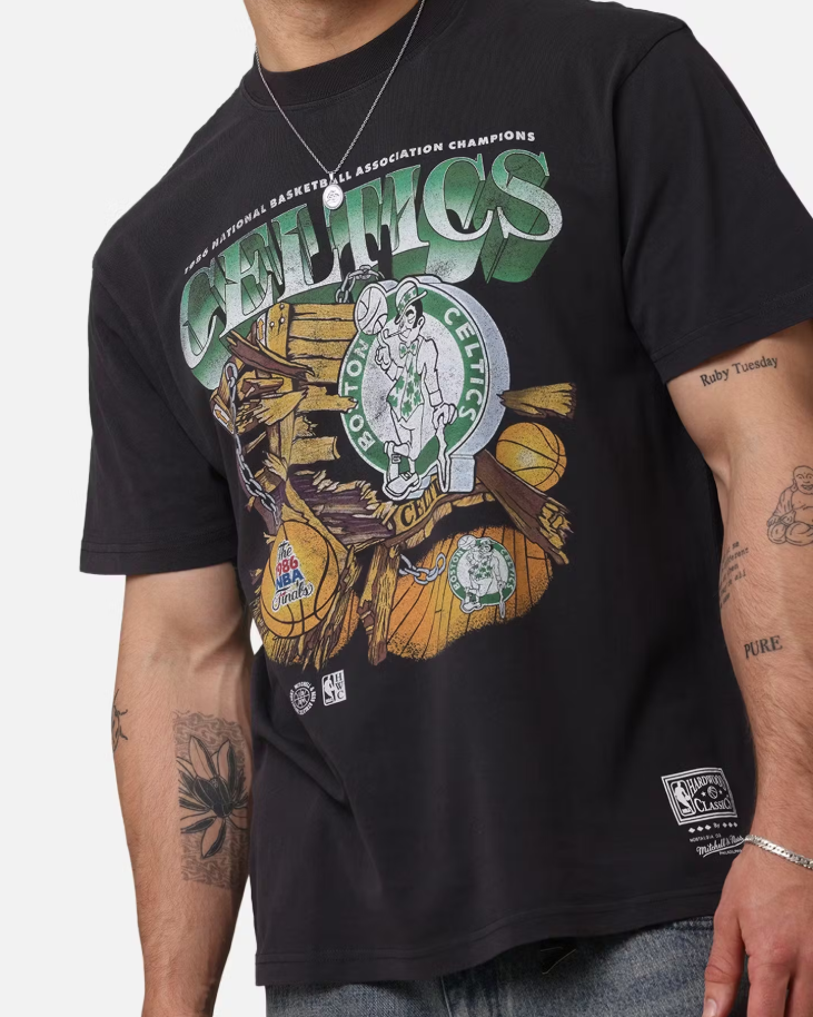 MNA-H39 (Mitchell & ness bevel burst tee celtics overdyed black) 112493478