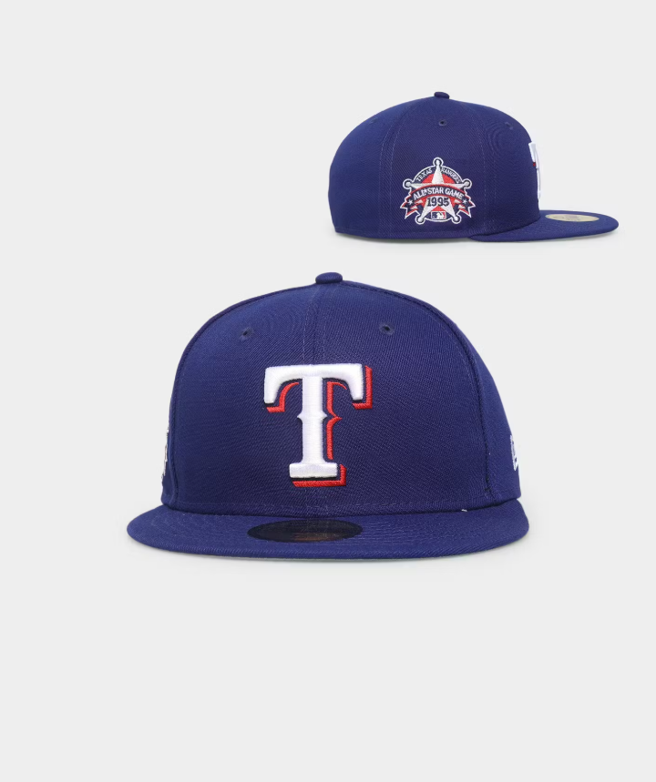 NEC-E61 (New era 5950 side patch official team colours texas rangers fitted hat) 122491191