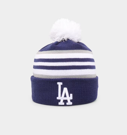 NEC-D64 (New era knit medium los angeles dodgers stripe beanie in official team colours osfm) 52592615