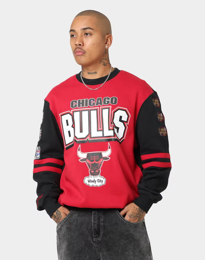 MNA-X21 (Mitchell & ness chicago bulls all over crew scarlet/black/white) 92299130