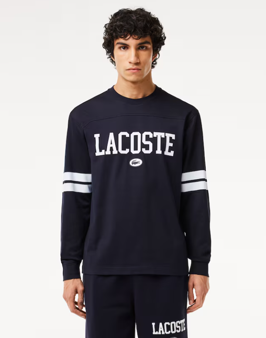 LCA-P22 (Lacoste french iconics print & badge long sleeve t-shirt dark navy/white) 72596196