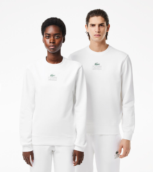 LCA-R22 (Lacoste core graphics signature print crew neck sweatshirt white) 72599130