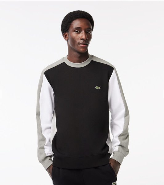 LCA-S22 (Lacoste colourblock elevated crew neck sweatshirt black/grey/white) 72599782
