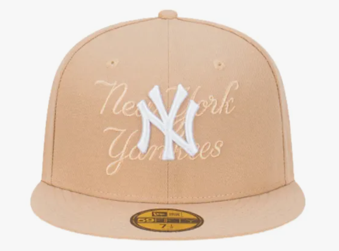 NEC-D66 (New era 5950 tonal script new york yankees camel/grey UV  fitted hat) 72593176