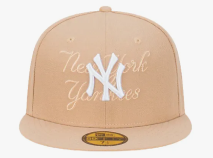 NEC-D66 (New era 5950 tonal script new york yankees camel/grey UV  fitted hat) 72593176