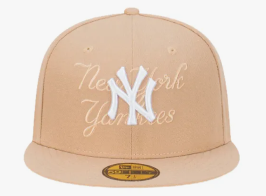 NEC-D66 (New era 5950 tonal script new york yankees camel/grey UV  fitted hat) 72593176