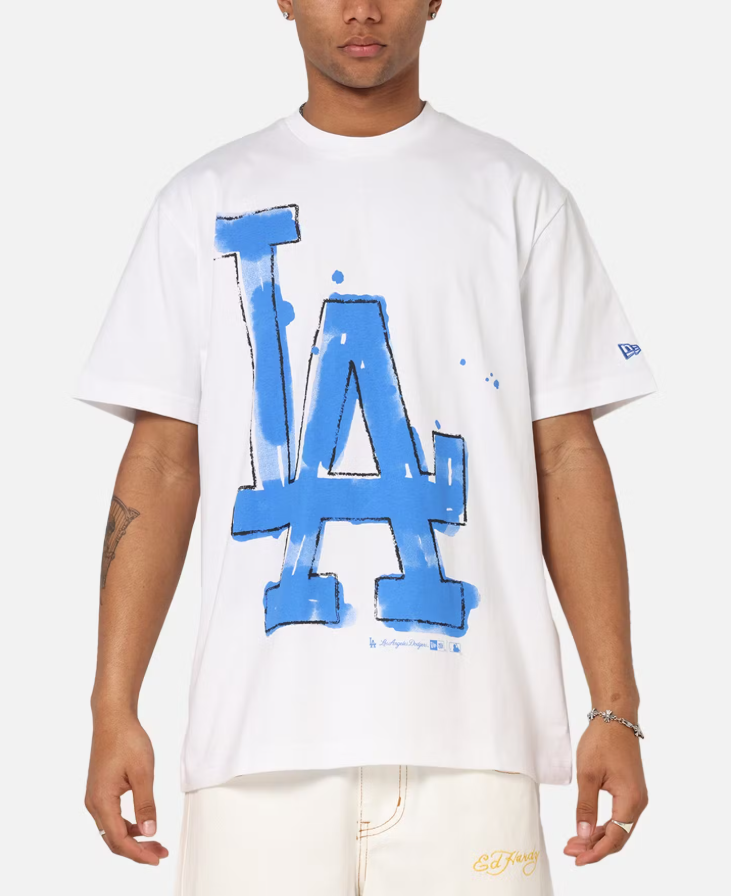 NEA-Y11 (New era oversize trend pop paint los angeles dodgers tee white) 82594000