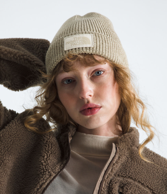 NFA-D8 (The north face logo boxed cuffed beanie gravel heather) 92592391