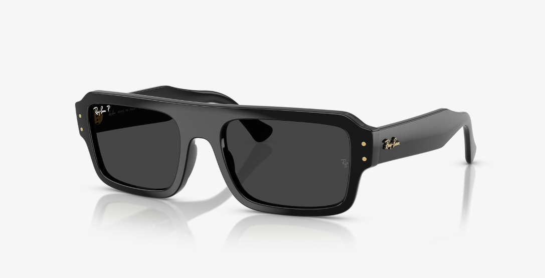 RB-V (Ray-ban flacko black frame with polarized black lenses) 925915836