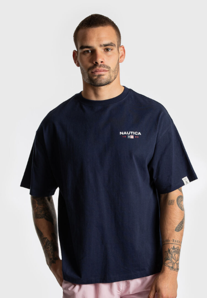 NTA-U14 (Nautica box fit 83 back logo short sleeve t-shirt navy) 122593913