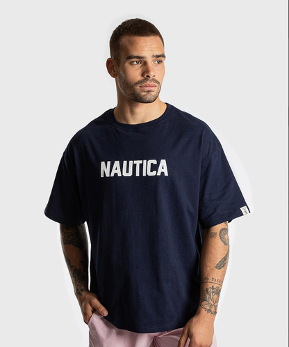 NTA-W14 (Nautica box fit basic logo logo t-shirt navy) 122593478