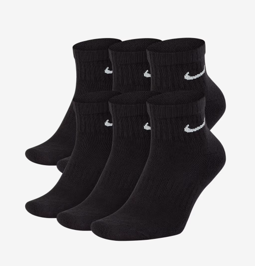 NA-P48 (Nike everday cushioned training ankle socks 6 pack black/white)