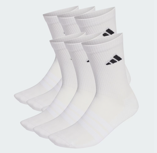 AA-C30 (Adidas essentials cushioned crew socks 6 pack white/black) 22691927