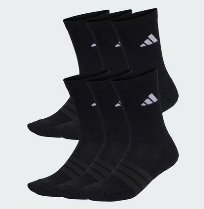 AA-Z29 (Adidas essentials cushioned crew socks 6 pack black/white) 22691927