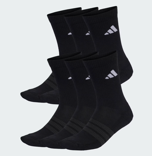 AA-Z29 (Adidas essentials cushioned crew socks 6 pack black/white) 22691927