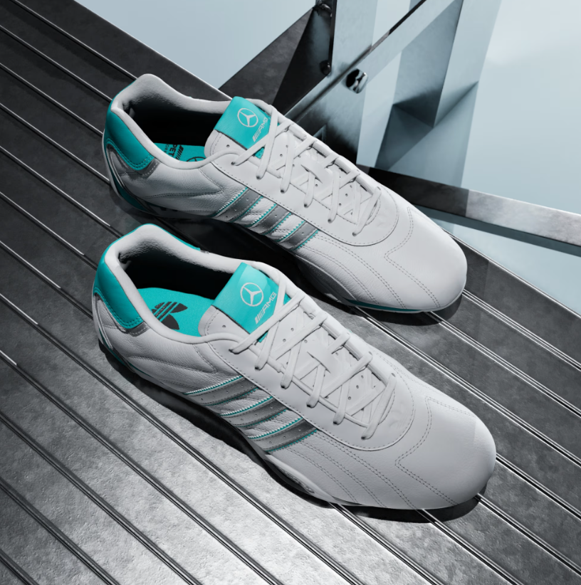 A-R72 (Adidas adiracer low mercedes amg petronas F1 team shoeswhite/matte silver/semi mint rush) 226910580