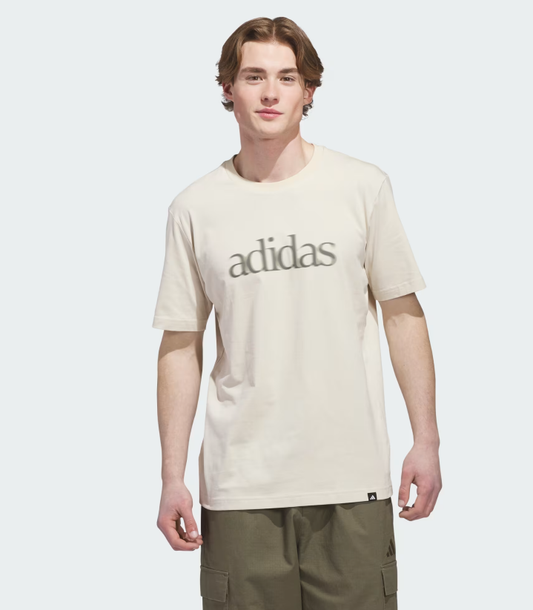 AA-D30 (Adidas beige wordmark graphic tee crystal linen) 22692406