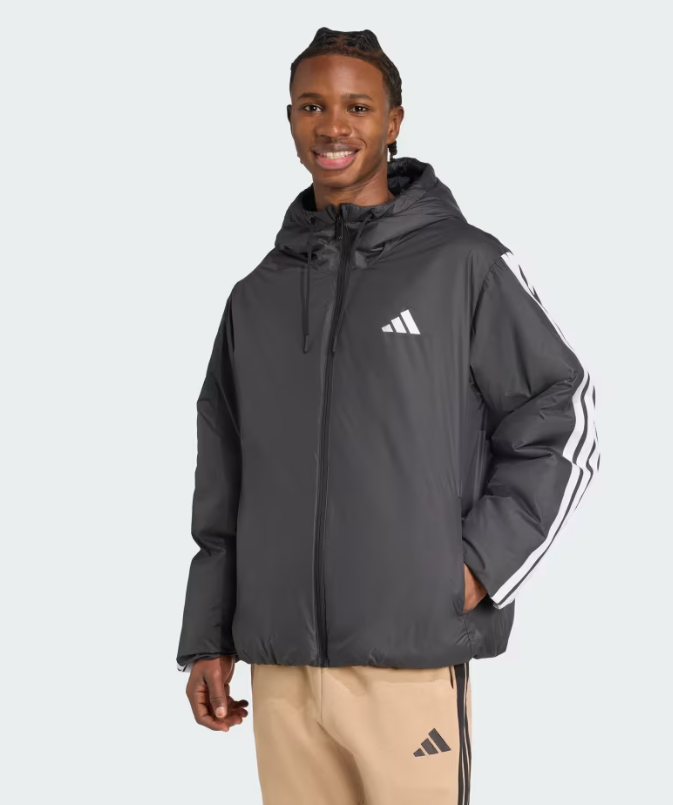 AA-C31 (Adidas essentials climawarm 3 stripes insulated hooded jacket black/white) 32697214