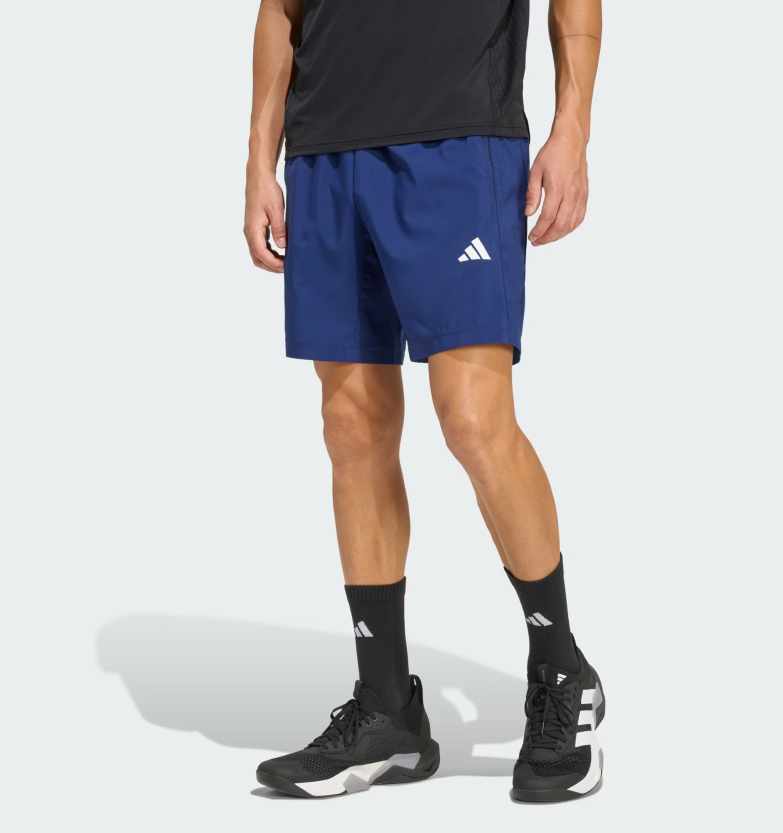 AA-G31 (Adidas workout essentials base woven shorts dark blue/white) 3 ...