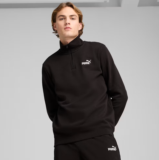PA-M12 (Puma essentials no.1 logo half-zip fleece pullover black) 32694500