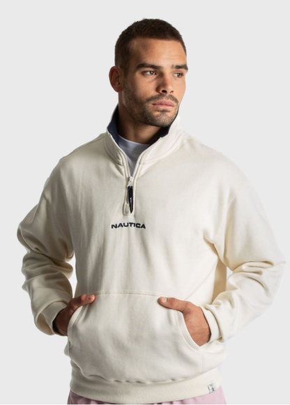 NTA-Z15 (Nautica relaxed fit navigate 1/4 zip fleece sweatshirt oatmeal) 42697826