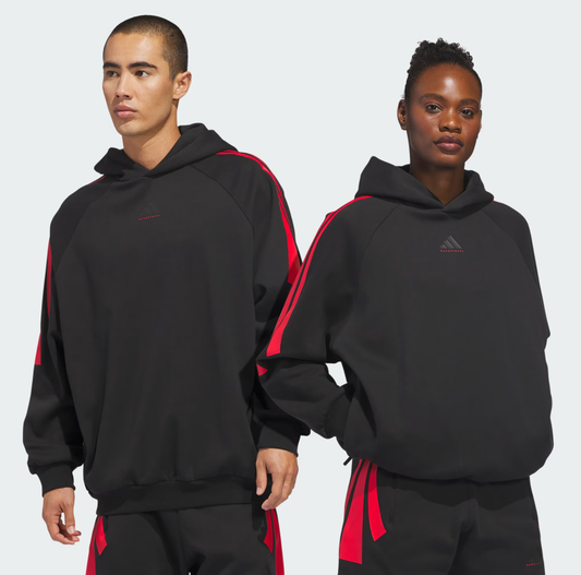 AA-W31 (Adidas basketball 3 stripes fleece  hoodie black/ruby red) 42698657