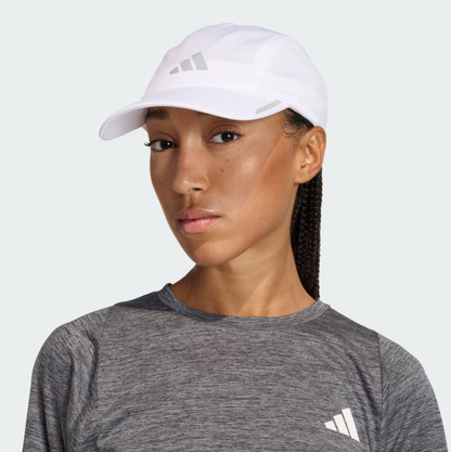 AA-H32 (Adidas running mesh 4 panel cap climacool strap cap osfm white/reflective silver) 52692167