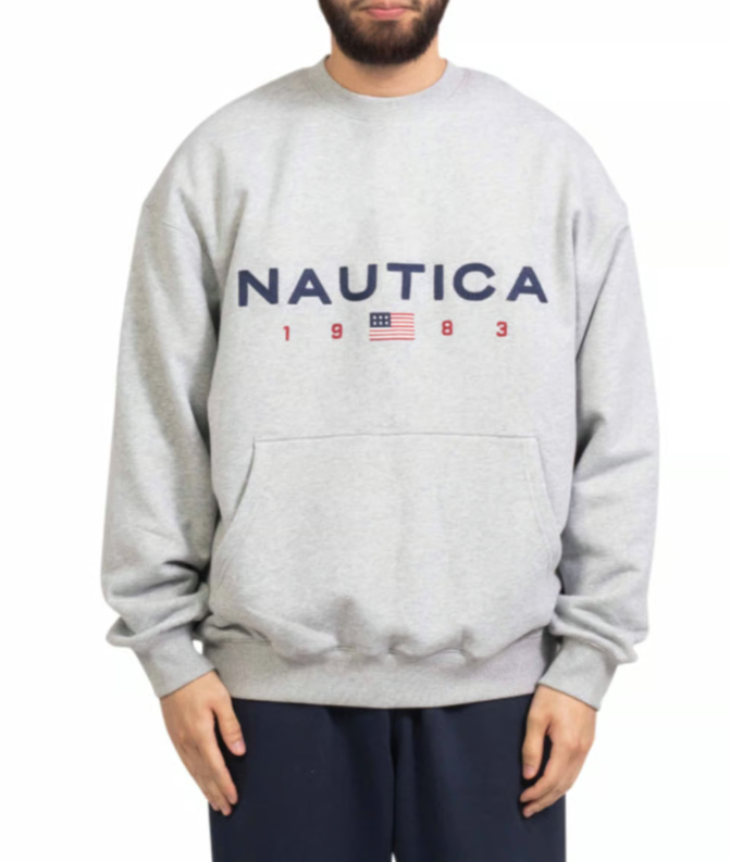 NTA-Q16 (Nautica oversize 83 flag sweatshirt light grey) 62698261
