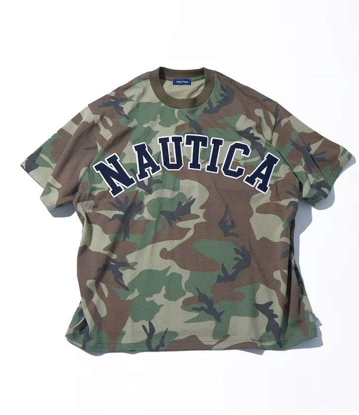 NTA-I16 (Nautica arch logo short sleeve camoflough t-shirt green) 62697391