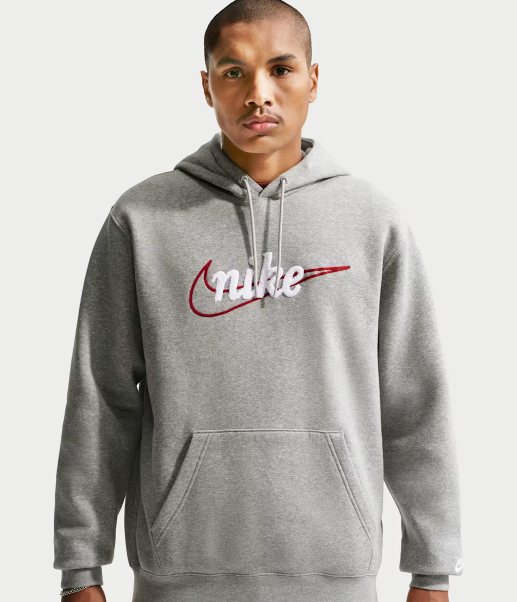 NA-Z49 (Nike sportswear club fleece hoodie dark grey heather/light smoke grey/white) 62695217