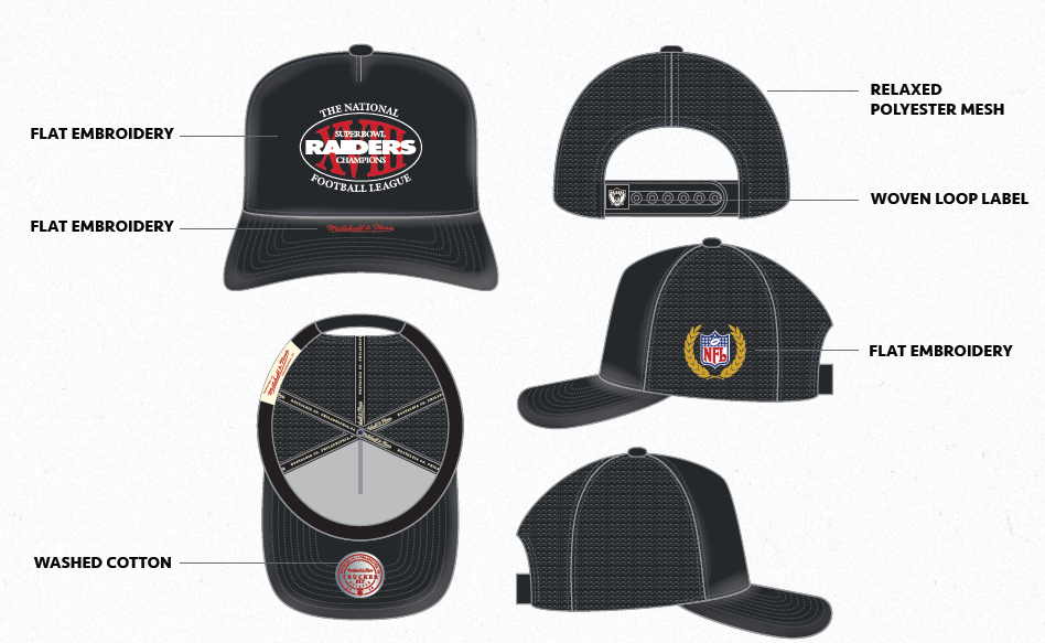 MNA-P52 (Mitchell & ness oakland raiders superbowl champions trucker washed black) 72692608
