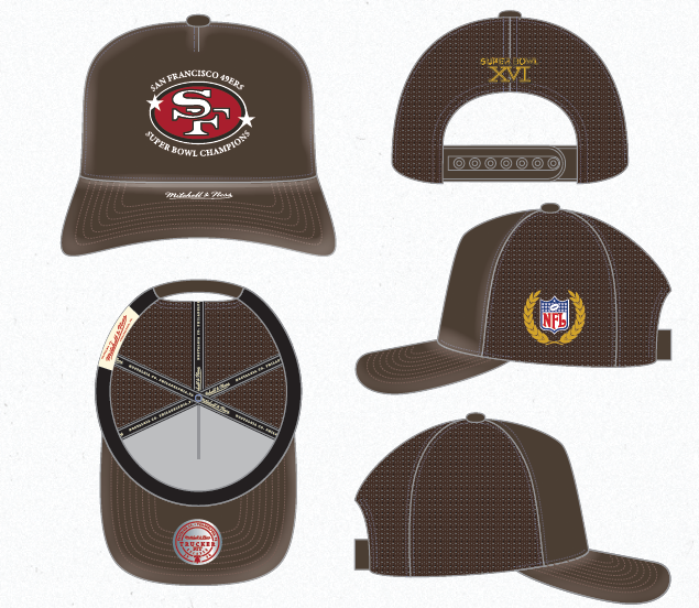 MNA-R52 (Mitchell & ness san francisco 49ers superbowl champions trucker washed chocolate) 72692608