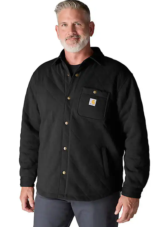 CHA-S9 (Carhartt rain defender loose fit heavyweight quilted press-stud front shirt jacket black) 826912050