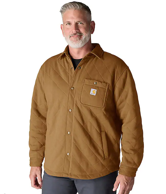 CHA-T9 (Carhartt rain defender loose fit heavyweight quilted press-stud front shirt jacket carhartt brown) 826912050