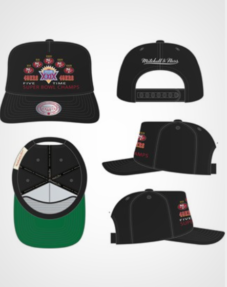MNA-W52 (Mitchell & ness San Francisco 49ers super bowl XXIX champions original black snapback osfm) 82692608